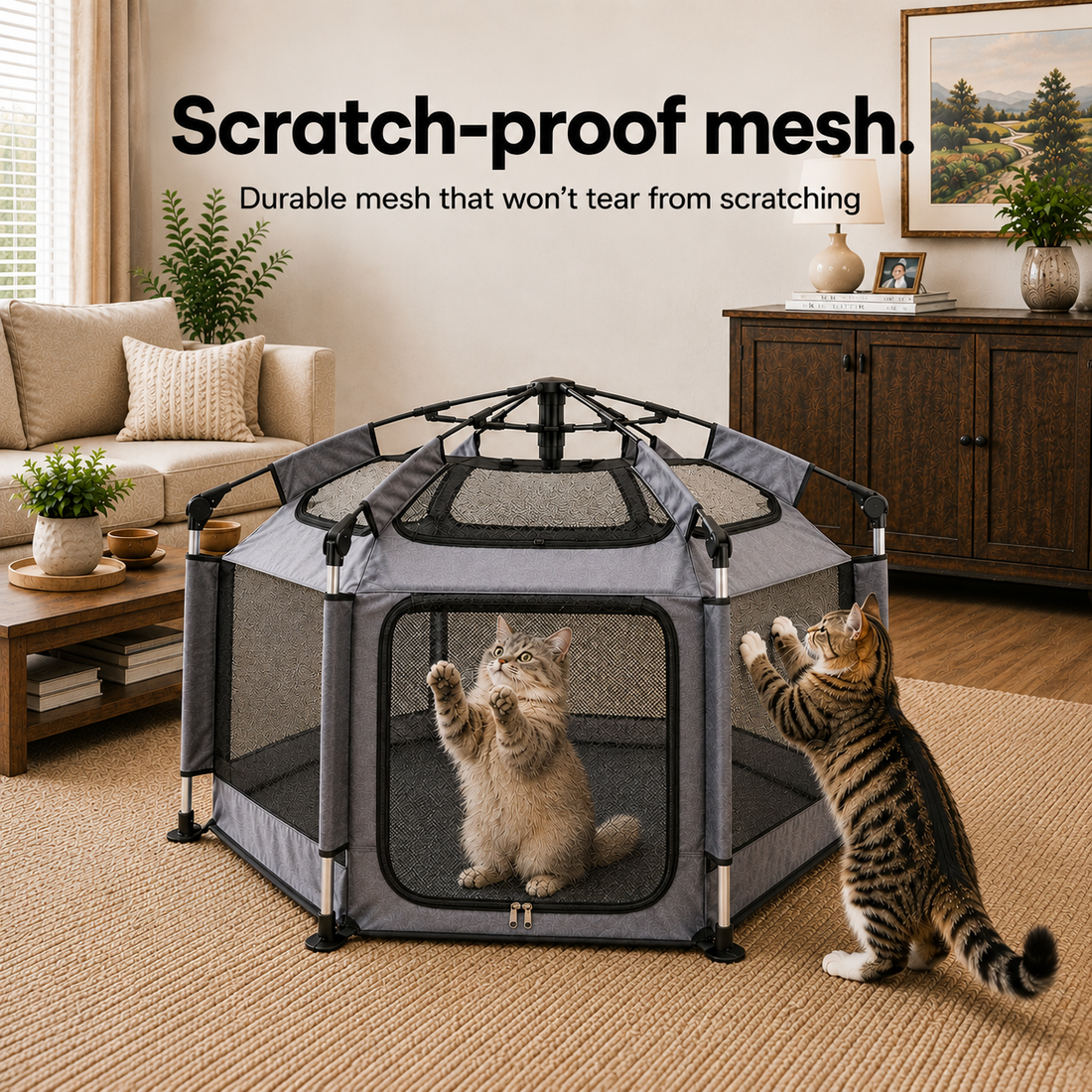 Pop-Up Portable Cat Play Tent | Soft Indoor Outdoor Folding Pet House for Cats